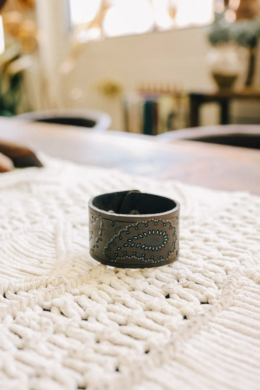 Paisley Pressed Leather Cuff Bracelet