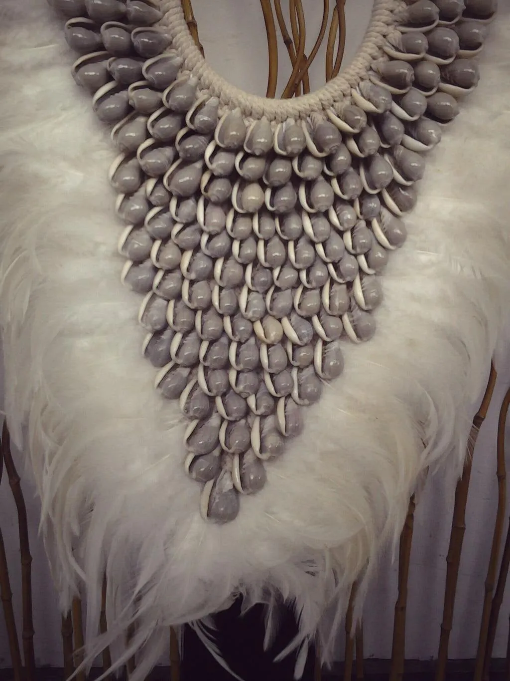 Papua Native Warrior necklace Full of natural grey shells