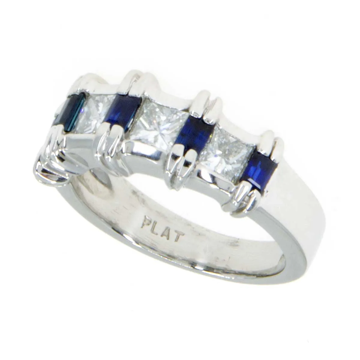 Platinum 1.50ct Diamond & Sapphire Band Ring