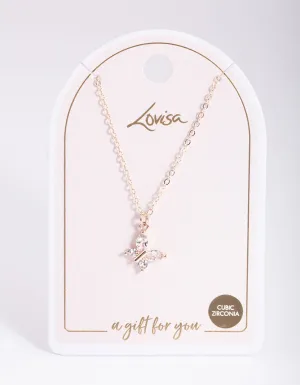 Rose Gold Asymmetrical Butterfly Necklace