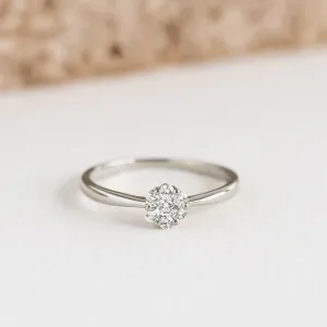 Round Cluster Diamond Ring White Gold - Talia