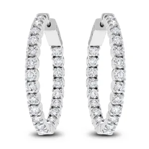 Round Diamond Hoops (5.07 ct Diamonds) in White Gold