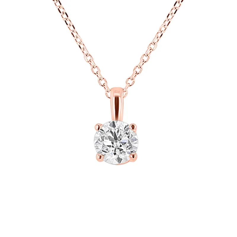 Round Solitaire Diamond Necklace 3/8ct