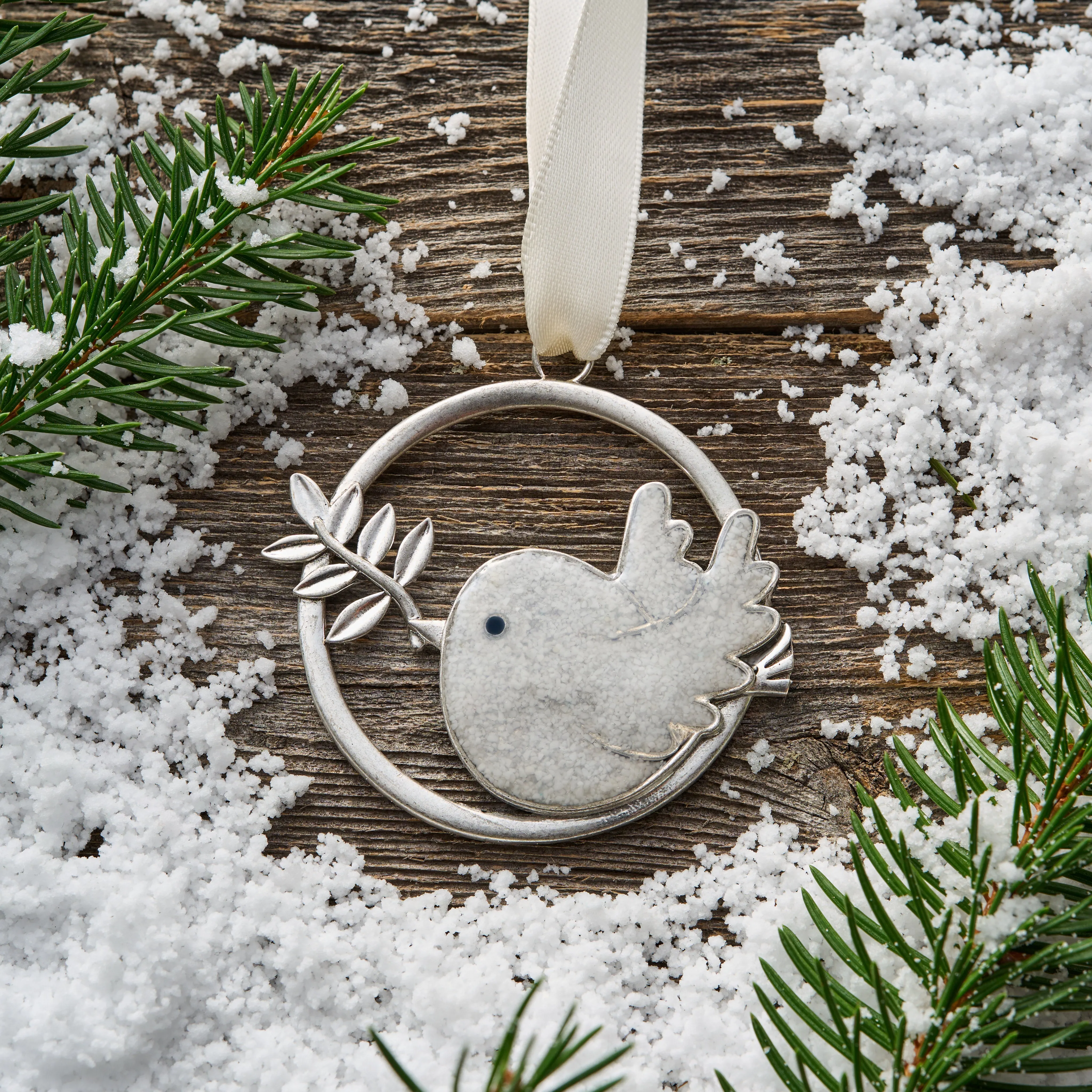 Sand White Dove Branch Ornament Gift Set