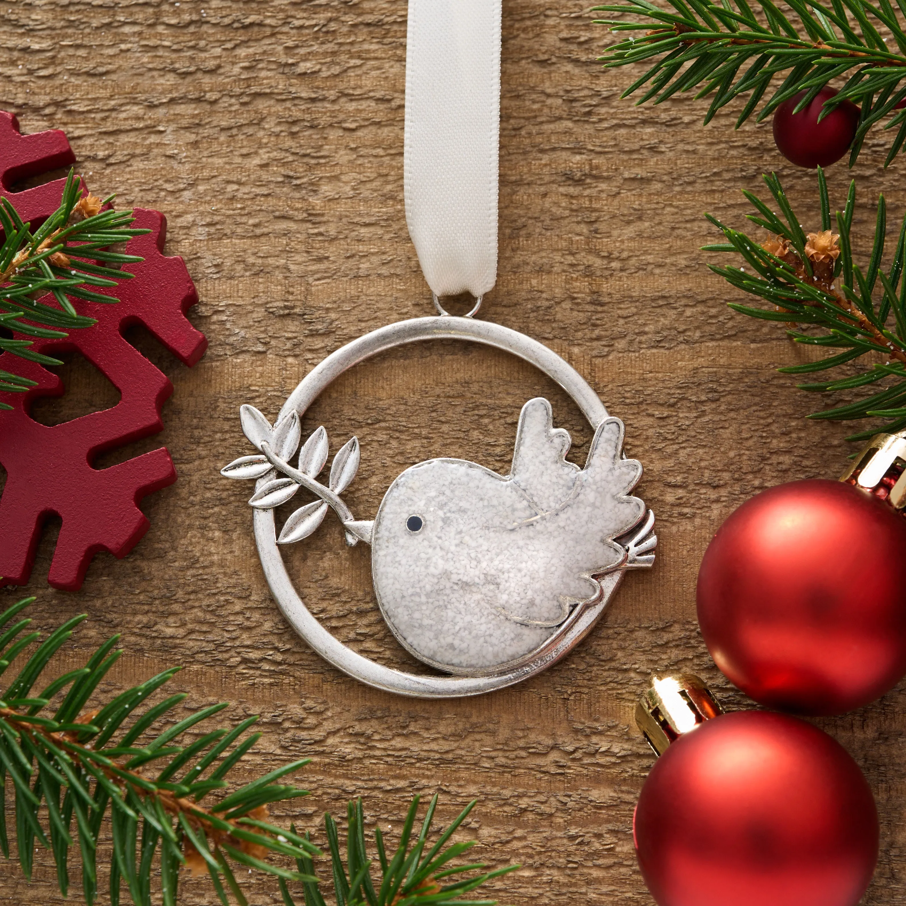 Sand White Dove Branch Ornament Gift Set