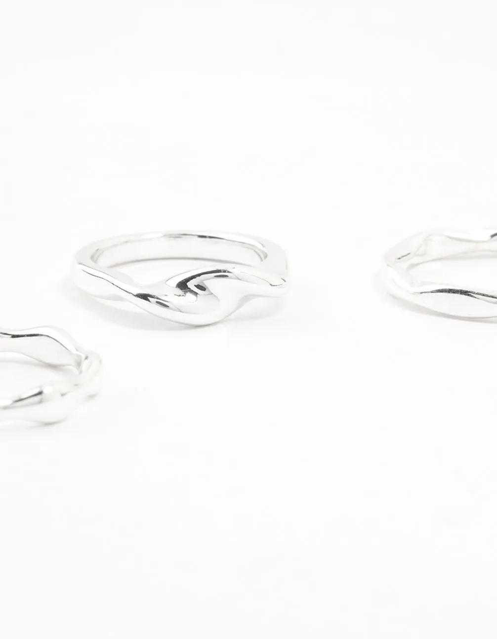 Silver Plated Irregular Stacking Rings 3-Pack