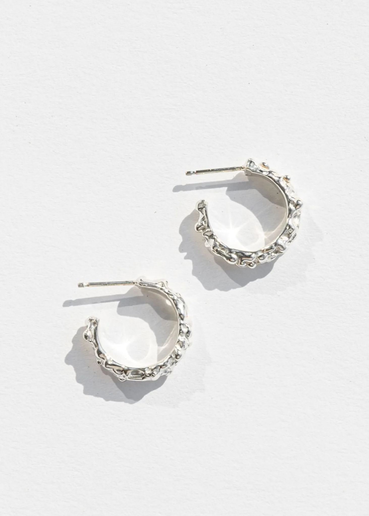 Small Roca Hoops in Sterling Silver