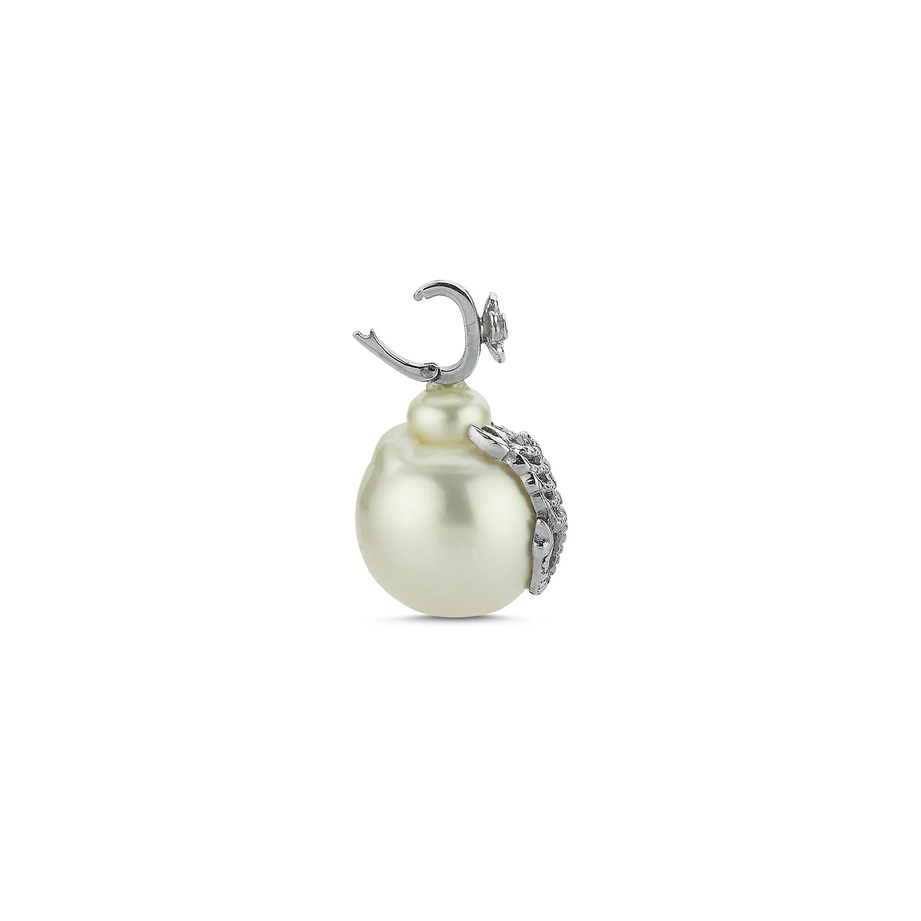 STELLA MARIS WHITE SOUTH SEA BAROQUE PEARL SCORPION PENDANT OOAK