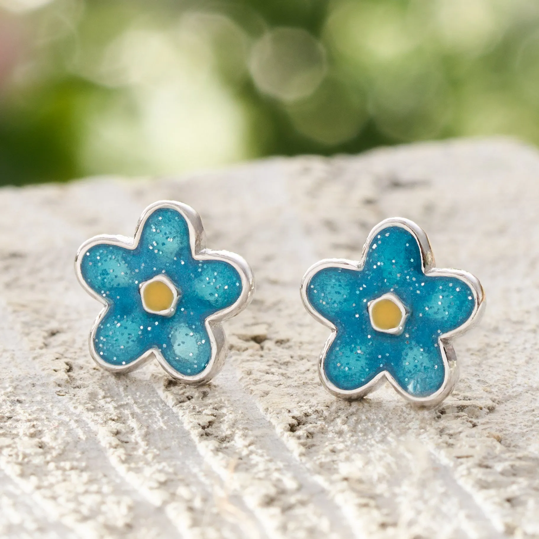 Sterling Silver Little Forget-Me-Not Stud Earrings