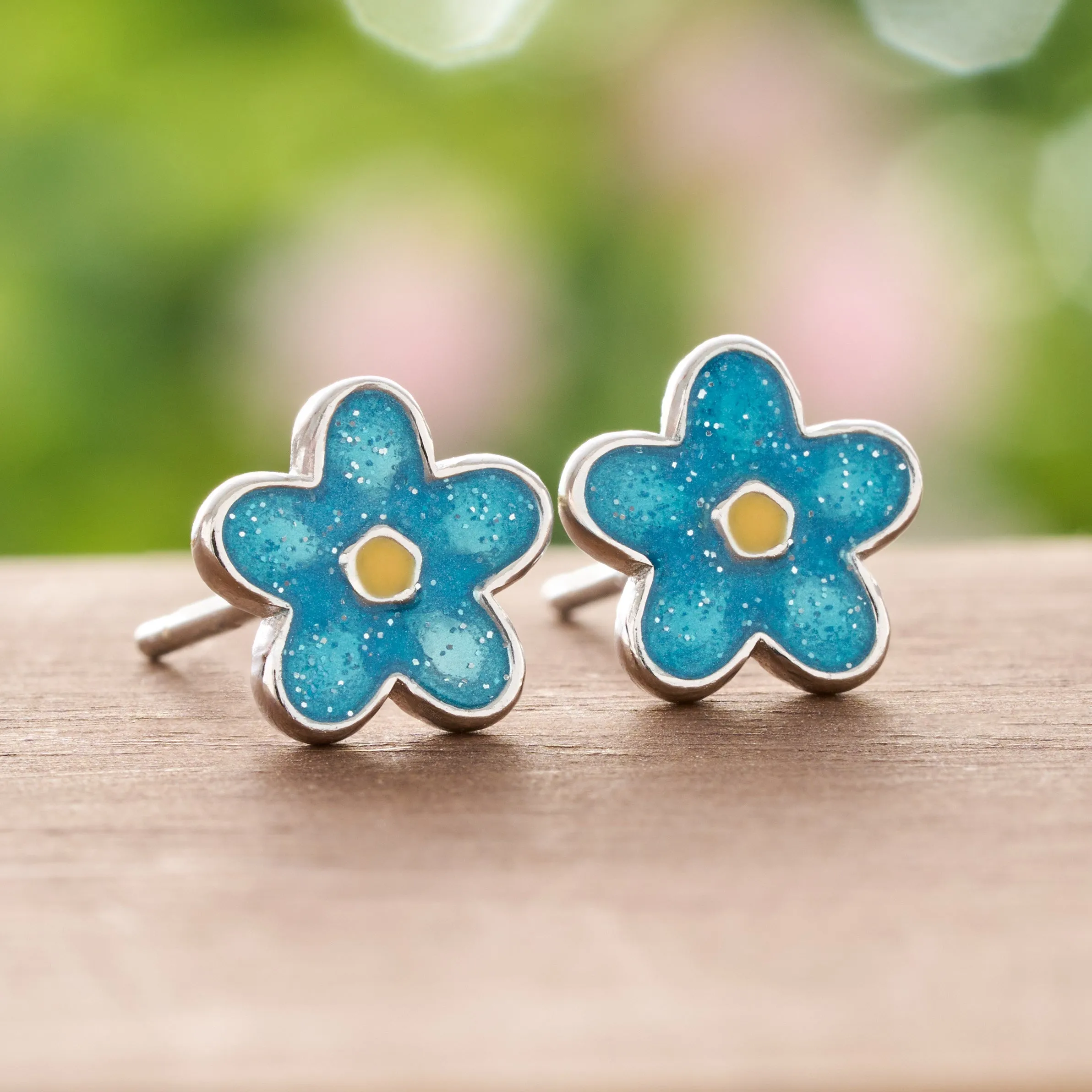 Sterling Silver Little Forget-Me-Not Stud Earrings