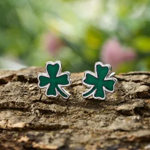 Sterling Silver Little Four-Leaf Clover Studs