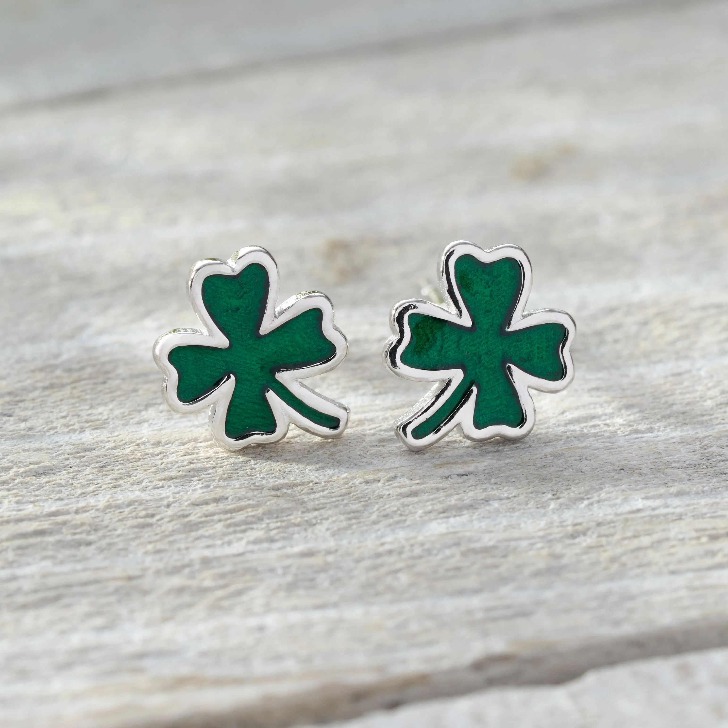 Sterling Silver Little Four-Leaf Clover Studs