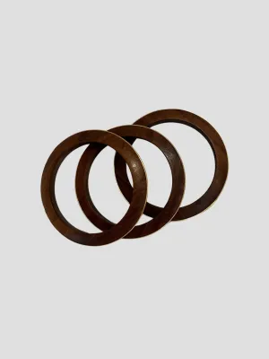 Three Teak Wood Bracelet 18K Trim