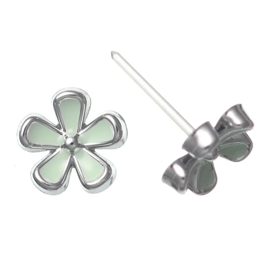 Tiny Colorful Flower Studs Hypoallergenic Earrings for Sensitive Ears Made with Plastic Posts