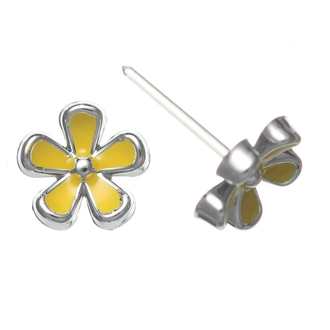 Tiny Colorful Flower Studs Hypoallergenic Earrings for Sensitive Ears Made with Plastic Posts