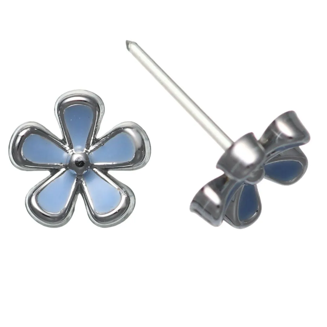 Tiny Colorful Flower Studs Hypoallergenic Earrings for Sensitive Ears Made with Plastic Posts