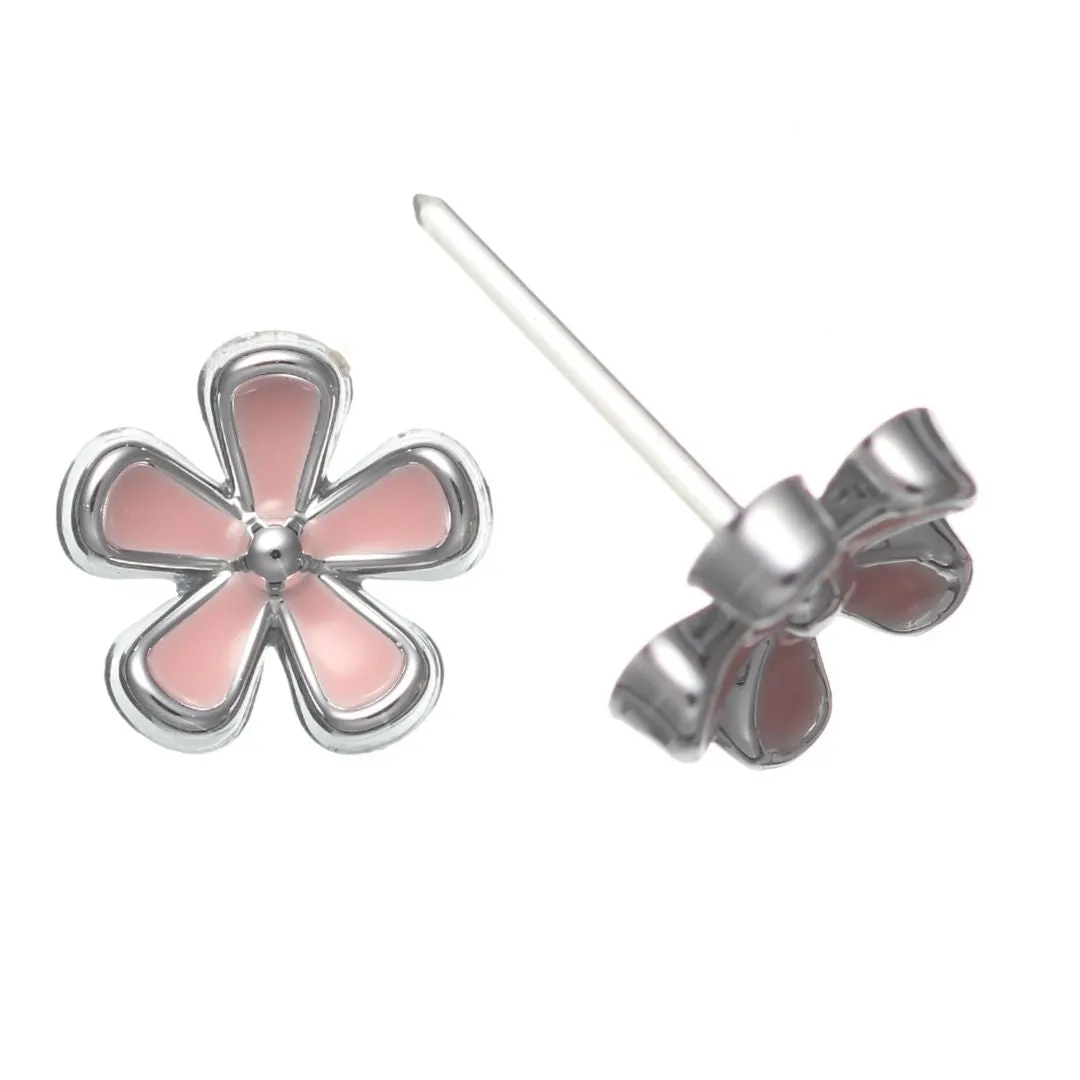 Tiny Colorful Flower Studs Hypoallergenic Earrings for Sensitive Ears Made with Plastic Posts