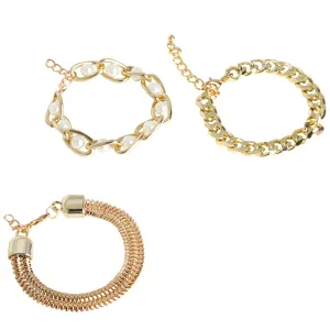 Touch of Glam Gold Set of 3 Bracelets