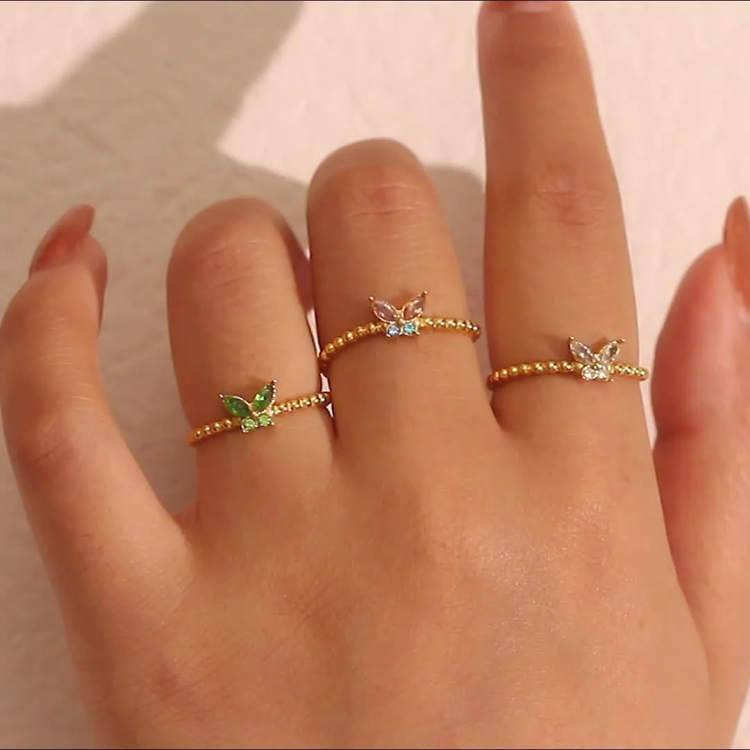 Trendy Butterfly-Inspired Cubic Zirconia Rings – Fashion Jewelry for Parties