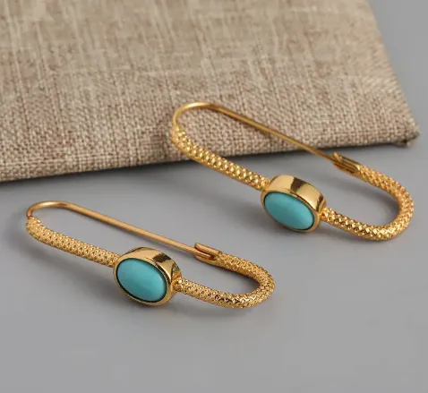 Turquoise Boho Oval Hoops