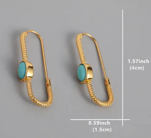 Turquoise Boho Oval Hoops