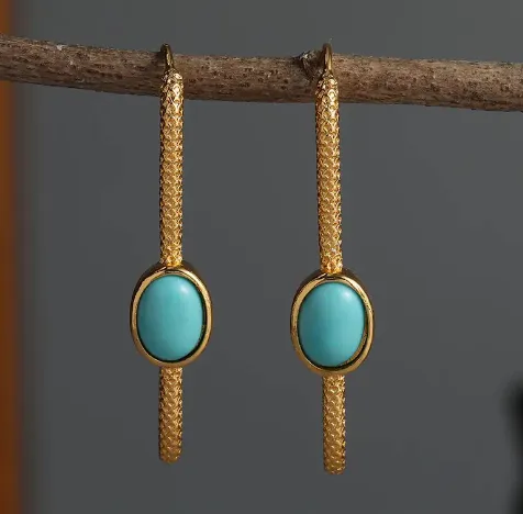 Turquoise Boho Oval Hoops