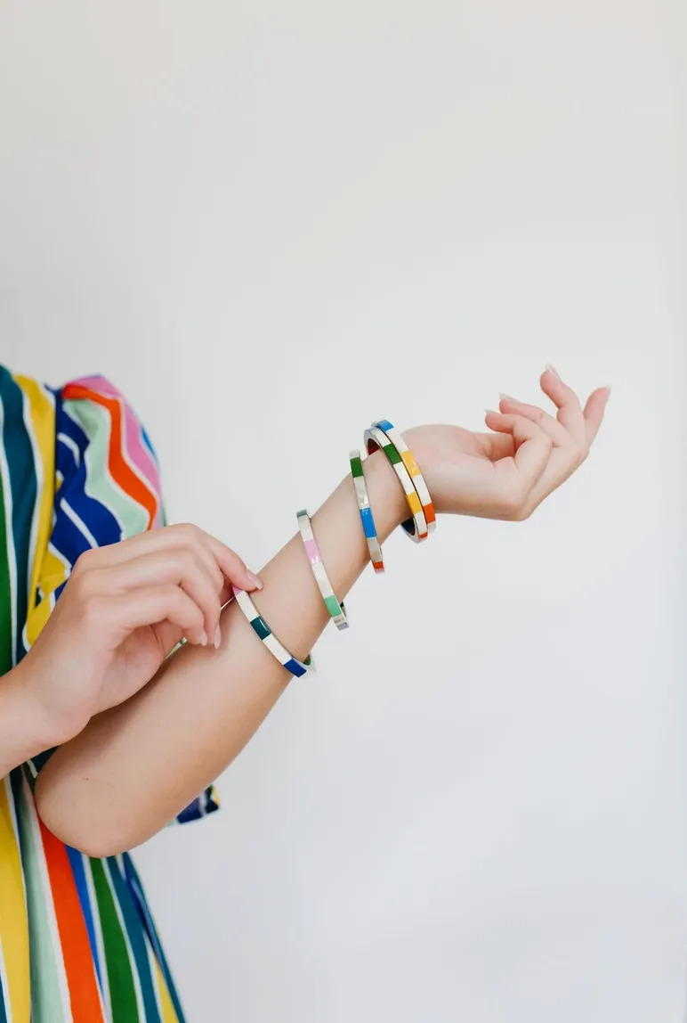 Watercolor Tile Bangle Set