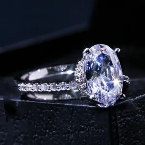 Wedding Jewelry Dazzling Oval Cut Zircon Engagement Rings for Women in Silver Color