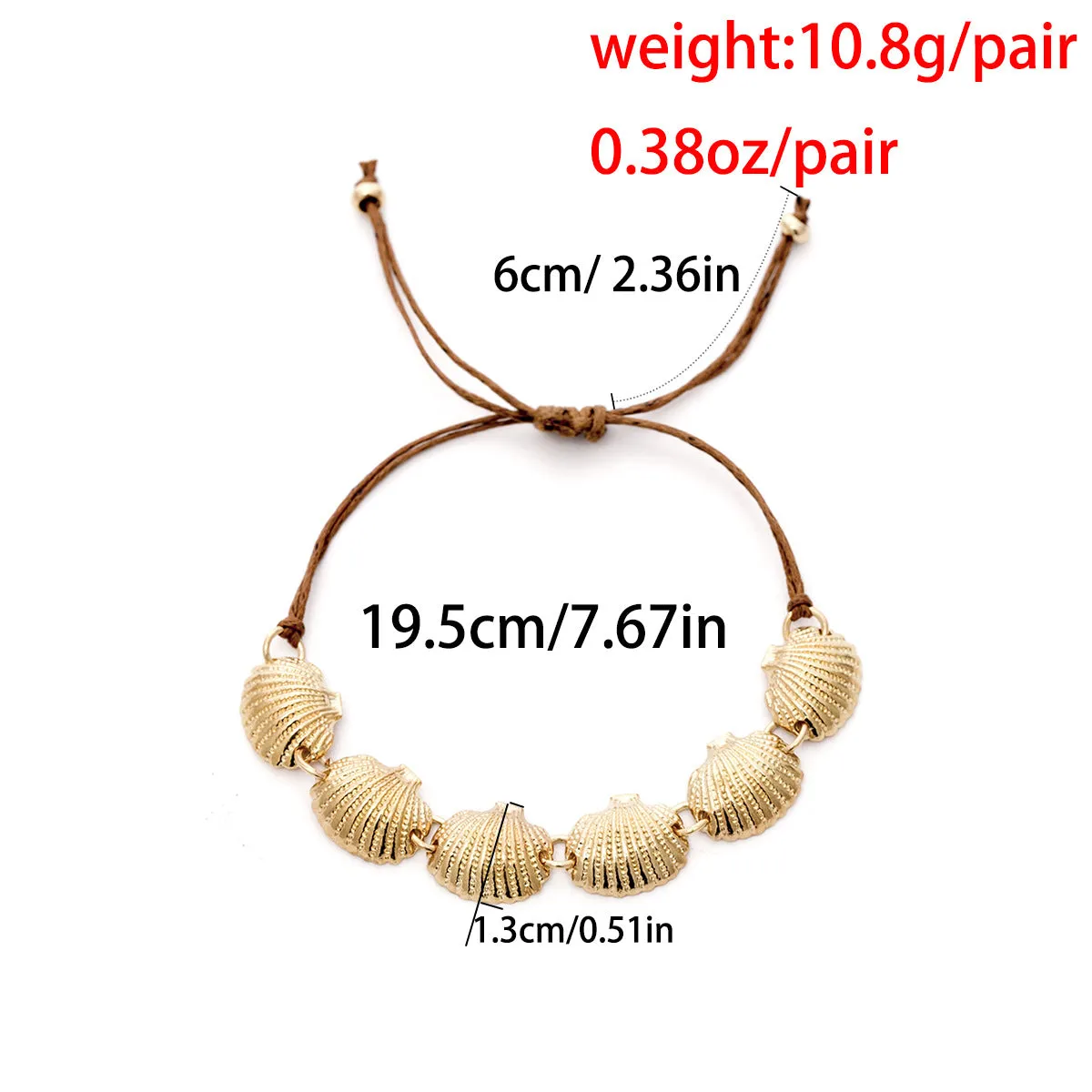 Women's Simple Versatile Geometric Scalloped Shell Braided Bracelet