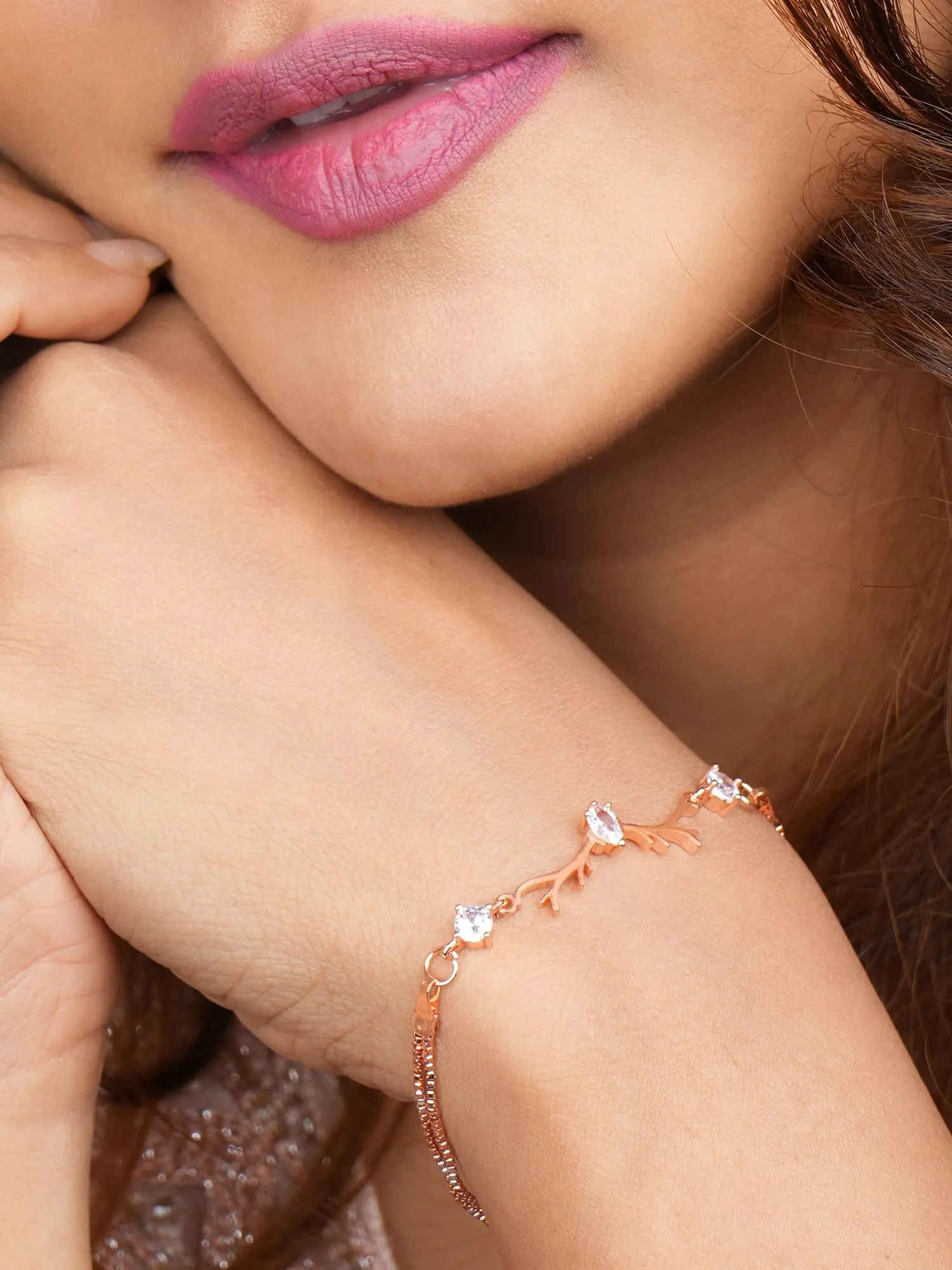 Yellow Chimes Women Crystal Bracelets | Fashion Rose Gold Plated Bracelets | CZ Crystals Bracelet For Woman | Hand Accessories for Women | Birthday Gift for Girls & Women Anniversary Gift for Wife