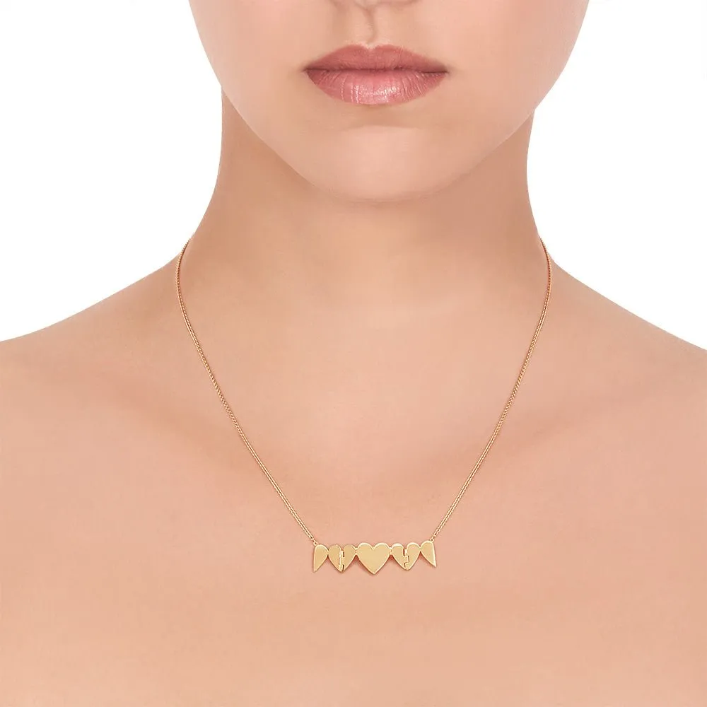 Yellow Gold Endless 3 Heart Necklace